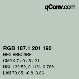Color code: RGB 187.1 201 190 | qconv.com