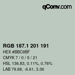 カラーコード: RGB 187.1 201 191 | qconv.com