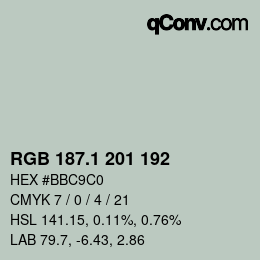 Color code: RGB 187.1 201 192 | qconv.com