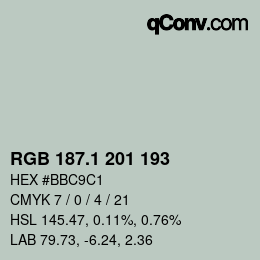 カラーコード: RGB 187.1 201 193 | qconv.com