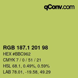 カラーコード: RGB 187.1 201 98 | qconv.com