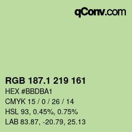 カラーコード: RGB 187.1 219 161 | qconv.com