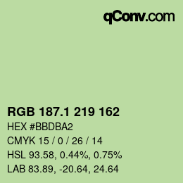 カラーコード: RGB 187.1 219 162 | qconv.com