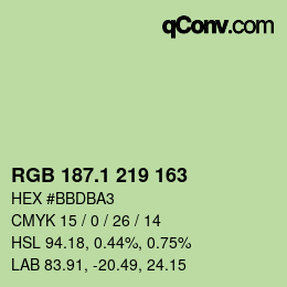カラーコード: RGB 187.1 219 163 | qconv.com