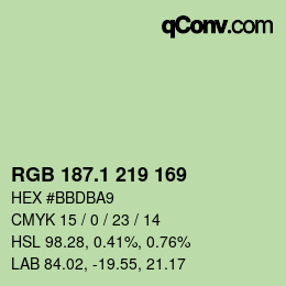 カラーコード: RGB 187.1 219 169 | qconv.com