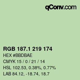 カラーコード: RGB 187.1 219 174 | qconv.com