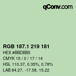 Color code: RGB 187.1 219 181 | qconv.com
