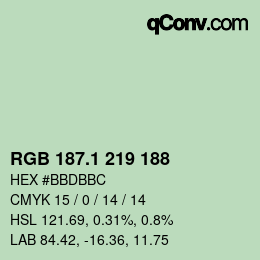 カラーコード: RGB 187.1 219 188 | qconv.com