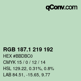 Color code: RGB 187.1 219 192 | qconv.com