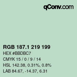 カラーコード: RGB 187.1 219 199 | qconv.com