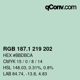 カラーコード: RGB 187.1 219 202 | qconv.com