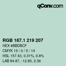 Color code: RGB 187.1 219 207 | qconv.com