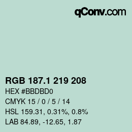カラーコード: RGB 187.1 219 208 | qconv.com