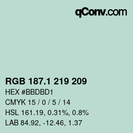 Color code: RGB 187.1 219 209 | qconv.com