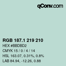 カラーコード: RGB 187.1 219 210 | qconv.com