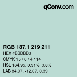 カラーコード: RGB 187.1 219 211 | qconv.com