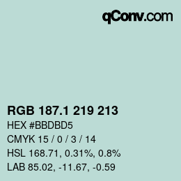 カラーコード: RGB 187.1 219 213 | qconv.com