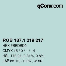 Color code: RGB 187.1 219 217 | qconv.com