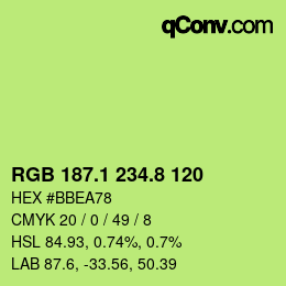 カラーコード: RGB 187.1 234.8 120 | qconv.com