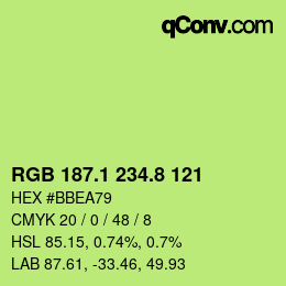 カラーコード: RGB 187.1 234.8 121 | qconv.com
