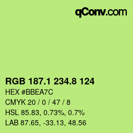 カラーコード: RGB 187.1 234.8 124 | qconv.com