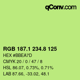 カラーコード: RGB 187.1 234.8 125 | qconv.com