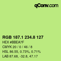 カラーコード: RGB 187.1 234.8 127 | qconv.com
