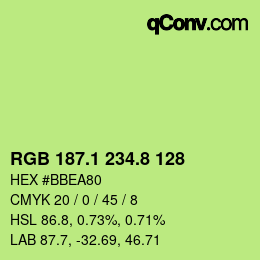カラーコード: RGB 187.1 234.8 128 | qconv.com