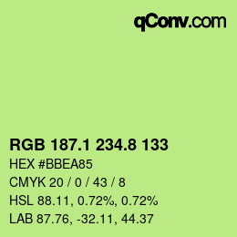 カラーコード: RGB 187.1 234.8 133 | qconv.com
