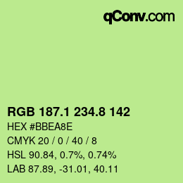 カラーコード: RGB 187.1 234.8 142 | qconv.com