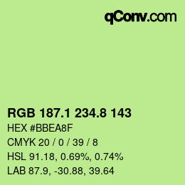 カラーコード: RGB 187.1 234.8 143 | qconv.com