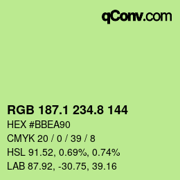 カラーコード: RGB 187.1 234.8 144 | qconv.com