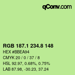 カラーコード: RGB 187.1 234.8 148 | qconv.com