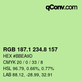 カラーコード: RGB 187.1 234.8 157 | qconv.com