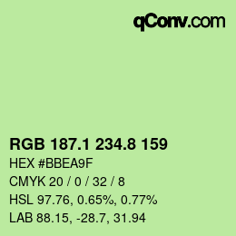 カラーコード: RGB 187.1 234.8 159 | qconv.com