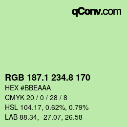 カラーコード: RGB 187.1 234.8 170 | qconv.com