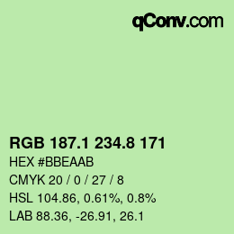 Color code: RGB 187.1 234.8 171 | qconv.com
