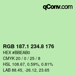 Color code: RGB 187.1 234.8 176 | qconv.com