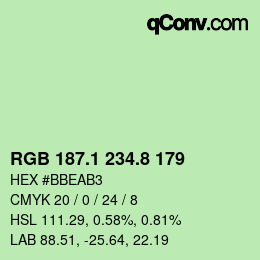 カラーコード: RGB 187.1 234.8 179 | qconv.com