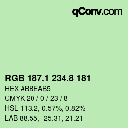 Color code: RGB 187.1 234.8 181 | qconv.com
