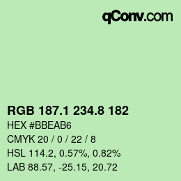 カラーコード: RGB 187.1 234.8 182 | qconv.com