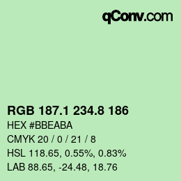 Color code: RGB 187.1 234.8 186 | qconv.com