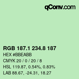カラーコード: RGB 187.1 234.8 187 | qconv.com