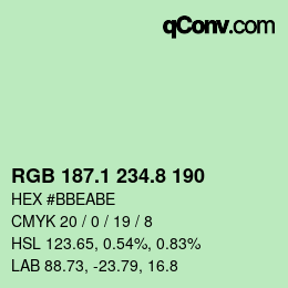 Color code: RGB 187.1 234.8 190 | qconv.com