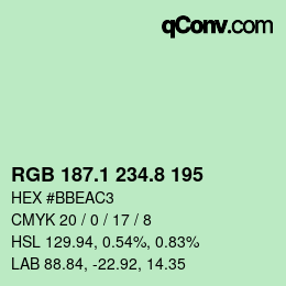 Color code: RGB 187.1 234.8 195 | qconv.com