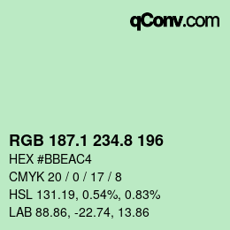 カラーコード: RGB 187.1 234.8 196 | qconv.com