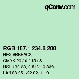 Color code: RGB 187.1 234.8 200 | qconv.com