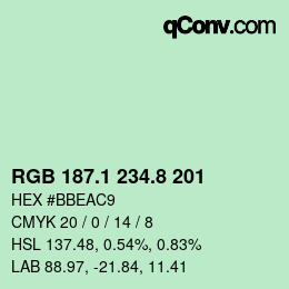 カラーコード: RGB 187.1 234.8 201 | qconv.com