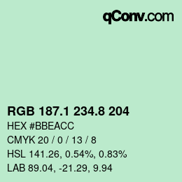 Color code: RGB 187.1 234.8 204 | qconv.com