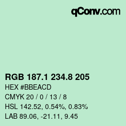 Color code: RGB 187.1 234.8 205 | qconv.com